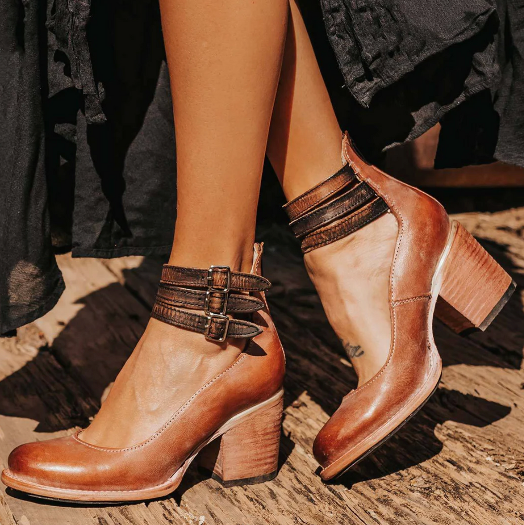 CIDEEMA | Vintage Elegance Leather Heels
