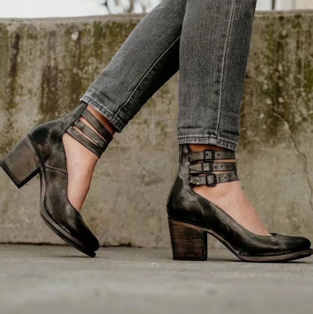 CIDEEMA | Vintage Elegance Leather Heels